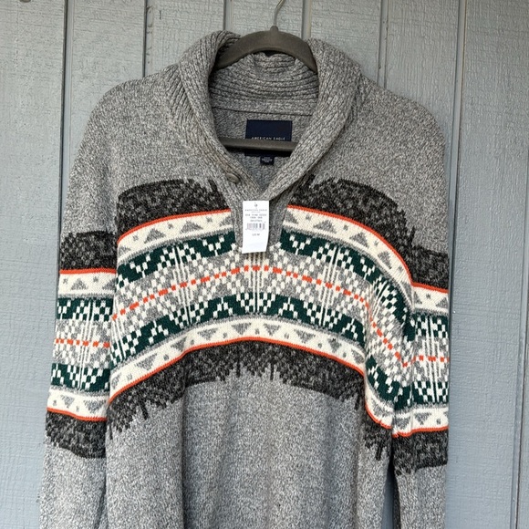 American Eagle Gray NWT Patterned Men's Sweater M - Picture 4 of 8